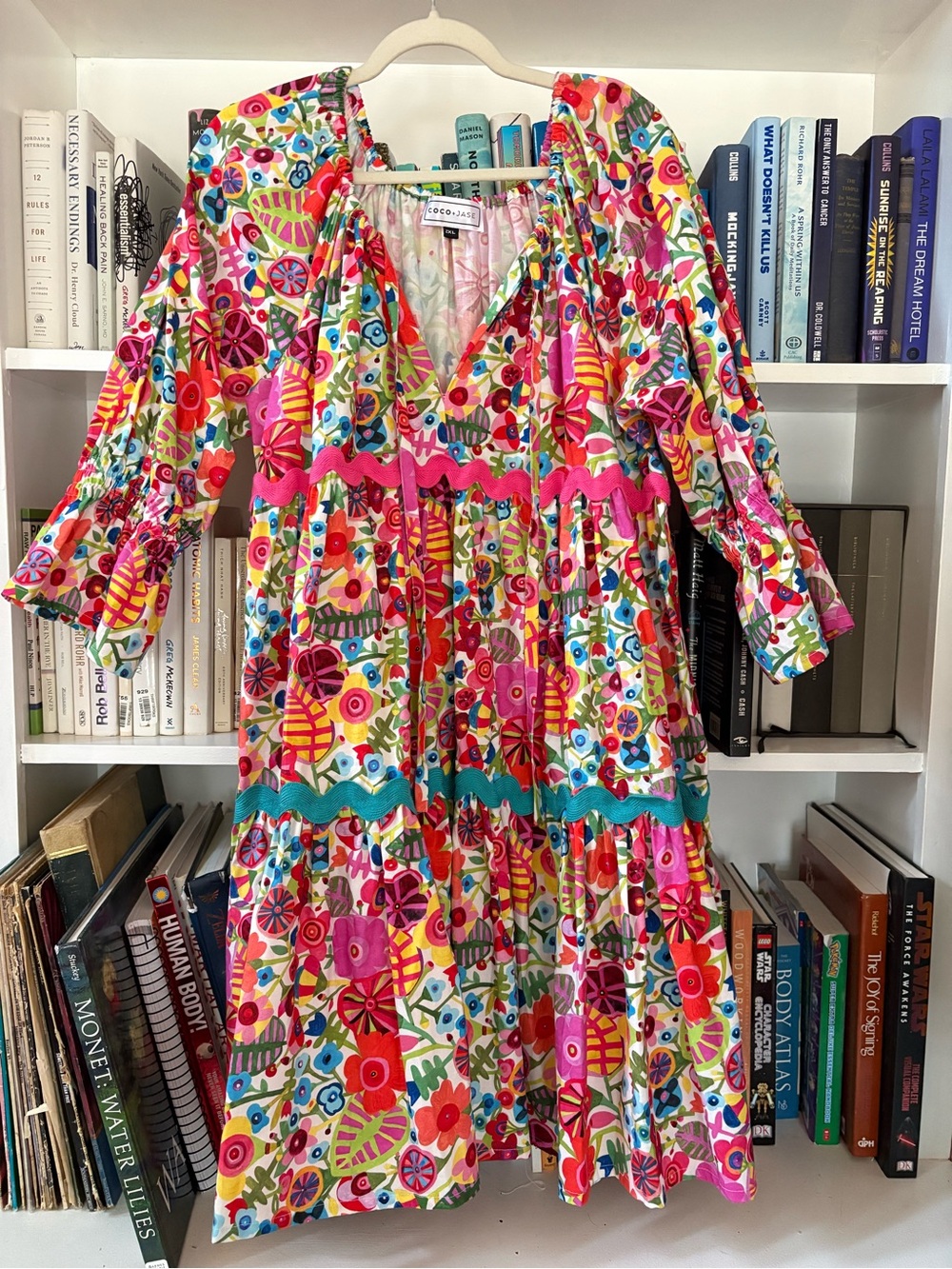 Colorful Floral Tiered Casual Dress - Vibrant Pink & Blue